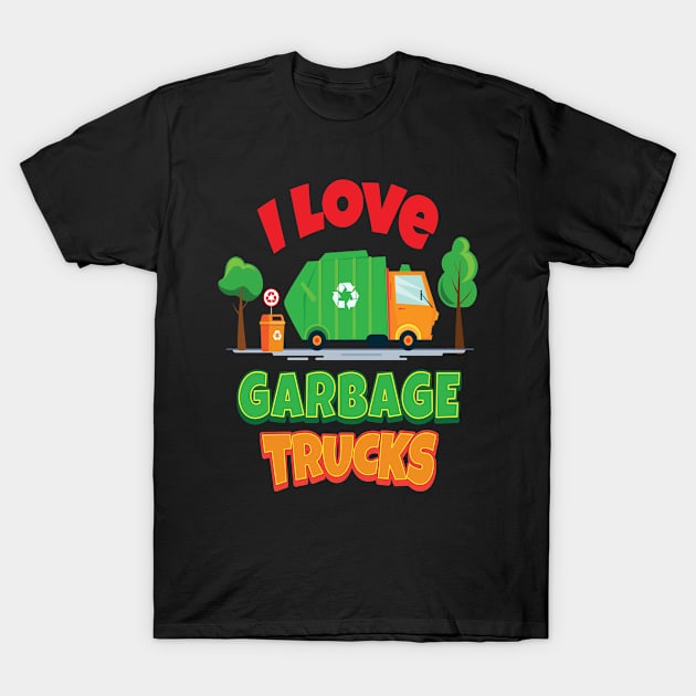 I Love Garbage Trucks Kid Boys Girls T-Shirt by MooonTees